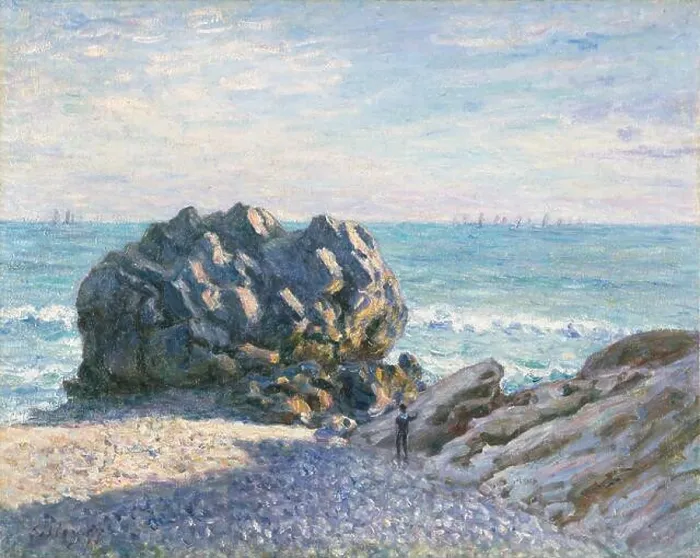 Framed Print : Storr's Rock, Lady's Cove, evening, 1897. Artist: Alfred Sisley