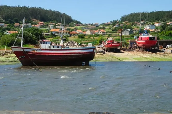 Framed Print : Stranded ships for repair. A Insua inlet, Ponteceso, Galicia, Spain Framed Print : Stranded ships for repair. A Insua inlet, Ponteceso, Galicia, Spain