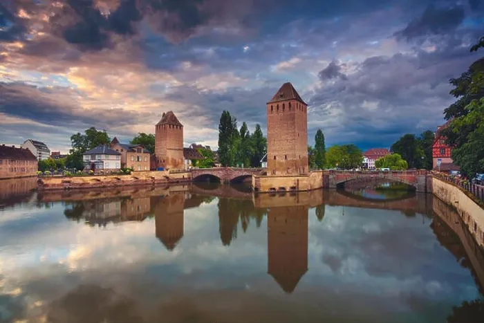 Framed Print : Strasbourg. Image of Strasbourg old town during dramatic sunset Framed Print : Strasbourg. Image of Strasbourg old town during dramatic sunset