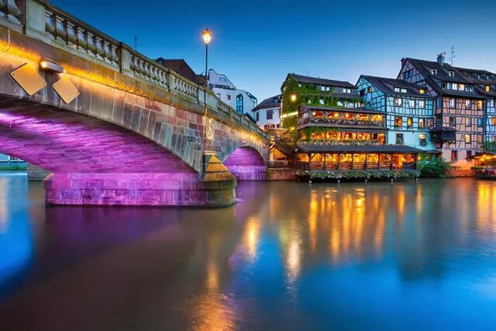 Framed Print : Strasbourg. Image of Strasbourg old town during twilight blue hour Framed Print : Strasbourg. Image of Strasbourg old town during twilight blue hour