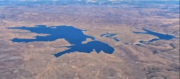 Framed Print : Strawberry Reservoir Bay lake aerial drone view from airplane in Fall by Daniels Summit between Heber Framed Print : Strawberry Reservoir Bay lake aerial drone view from airplane in Fall by Daniels Summit between Heber