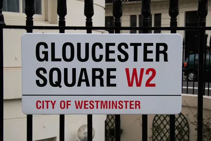 Framed Print : Street sign for Gloucester Square in the City of Westminster, London, UK. March 2009 Framed Print : Street sign for Gloucester Square in the City of Westminster, London, UK. March 2009