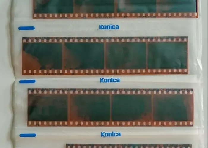 Framed Print : Strips of Konica film negatives, analogue photography Framed Print : Strips of Konica film negatives, analogue photography