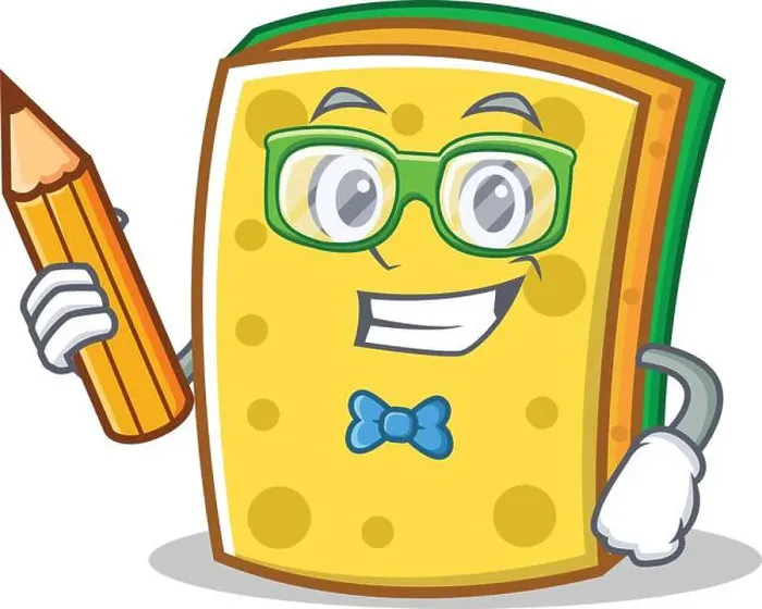 Framed Print : Student with pencil sponge cartoon character funny Framed Print : Student with pencil sponge cartoon character funny
