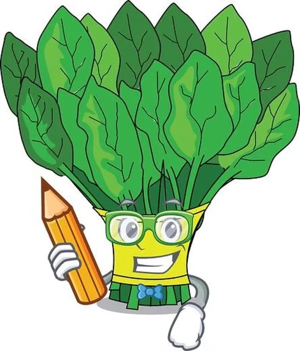 Framed Print : Student vegetable spinach on a cartoon plate