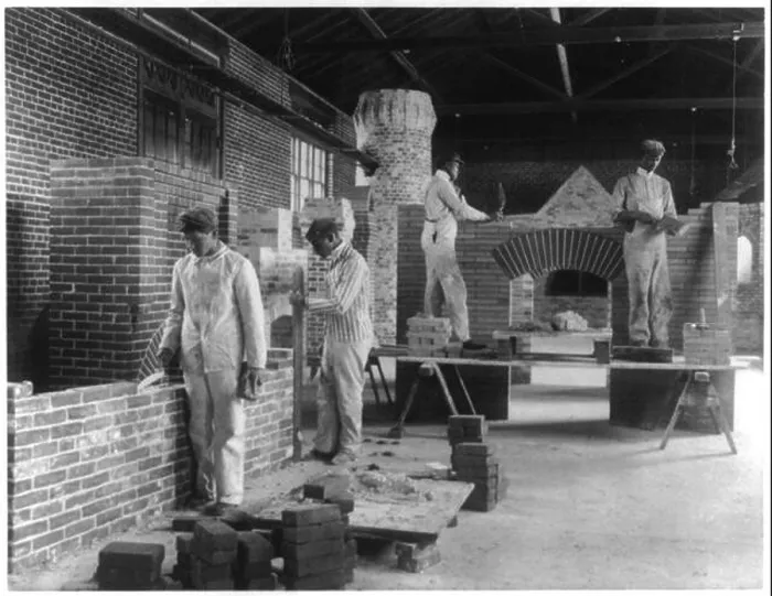Framed Print : Students in a bricklaying class, Hampton Institute, Hampton, Virginia, 1899 Framed Print : Students in a bricklaying class, Hampton Institute, Hampton, Virginia, 1899