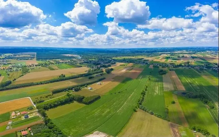 Framed Print : Stunning aerial panorama from a drone of countryside, village, green fields and trees, agriculture concept Framed Print : Stunning aerial panorama from a drone of countryside, village, green fields and trees, agriculture concept