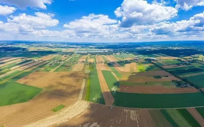 Framed Print : Stunning aerial panorama from a drone of countryside, village, green fields and trees, agriculture concept Framed Print : Stunning aerial panorama from a drone of countryside, village, green fields and trees, agriculture concept