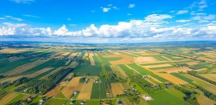 Framed Print : Stunning aerial panorama from a drone of countryside, village, green fields and trees, agriculture concept Framed Print : Stunning aerial panorama from a drone of countryside, village, green fields and trees, agriculture concept