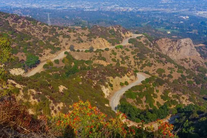 Framed Print : Stunning aerial view of the winding roads and lush landscape seen from Tom LaBonge Panorama in Griffith Park Framed Print : Stunning aerial view of the winding roads and lush landscape seen from Tom LaBonge Panorama in Griffith Park