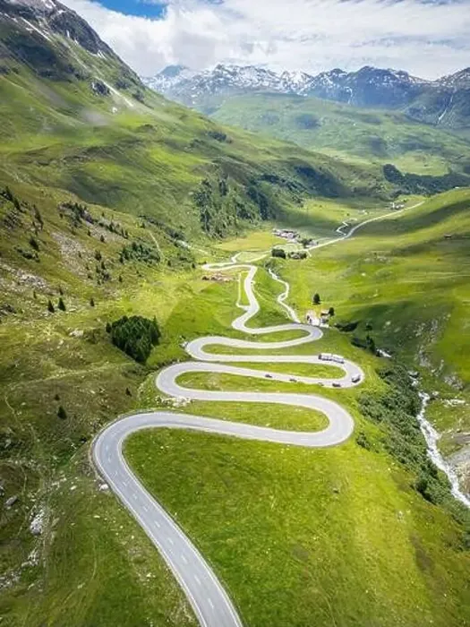 Framed Print : The stunning hairpin bend section of the Julier Pass in Switzerland from a drone Framed Print : The stunning hairpin bend section of the Julier Pass in Switzerland from a drone