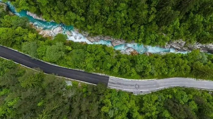 Framed Print : Stunning Summer Aerial Drone View of Slovenia's Soca River Framed Print : Stunning Summer Aerial Drone View of Slovenia's Soca River