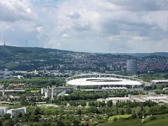 Framed Print : Stuttgart industrial area in summer taken from above Framed Print : Stuttgart industrial area in summer taken from above