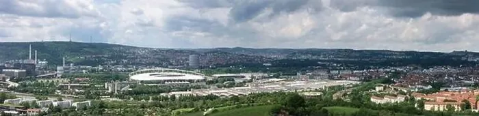 Framed Print : Stuttgart panorama with industrial area in summer taken from above Framed Print : Stuttgart panorama with industrial area in summer taken from above