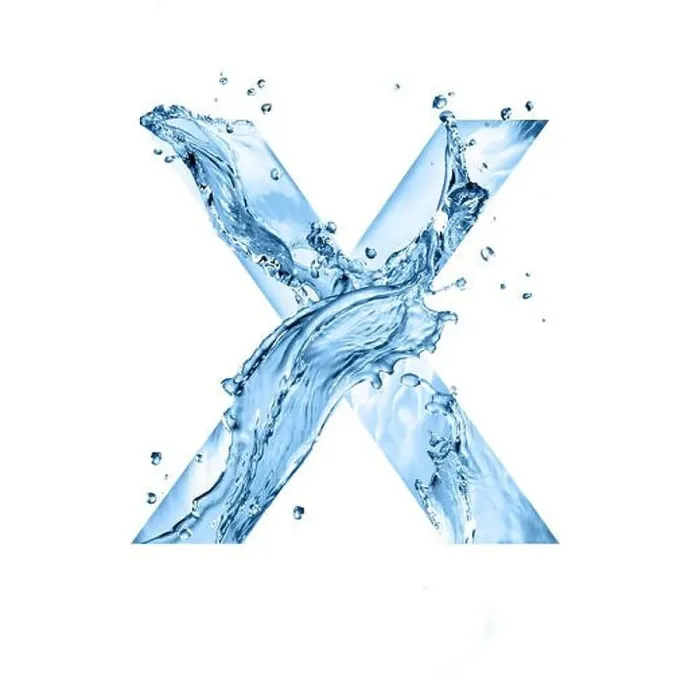 Framed Print : stylized font, art text made of water splashes, capital letter x, isolated on white background Framed Print : stylized font, art text made of water splashes, capital letter x, isolated on white background
