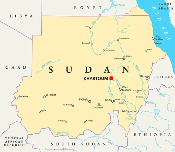 Framed Print : Sudan political map with capital Khartoum Framed Print : Sudan political map with capital Khartoum