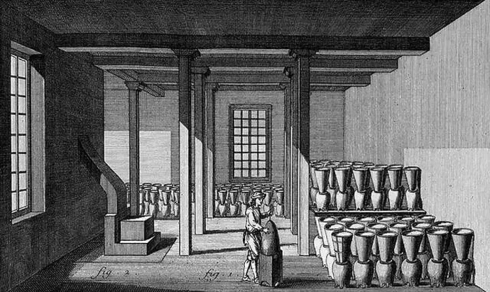 Framed Print : Sugar curing house, 1762. Sugar pots and jars on sugar plantation served as breeding place for larvae of A Framed Print : Sugar curing house, 1762. Sugar pots and jars on sugar plantation served as breeding place for larvae of A