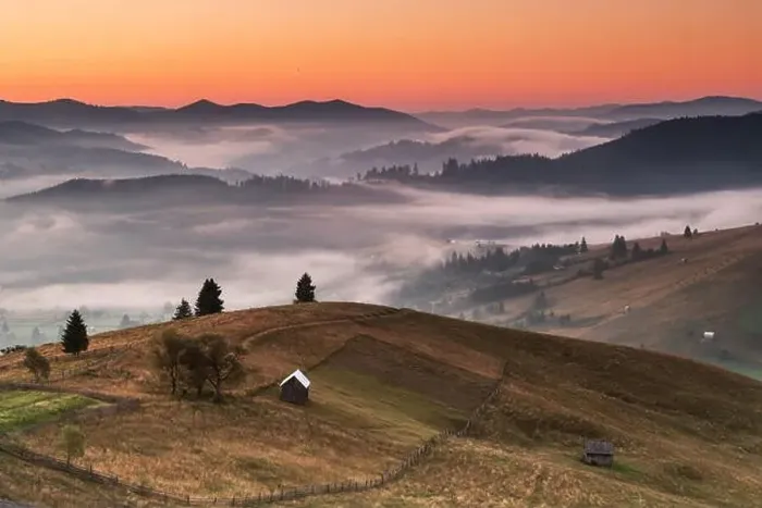 Framed Print : Summer landscape of the mountain village in Bucovina Framed Print : Summer landscape of the mountain village in Bucovina