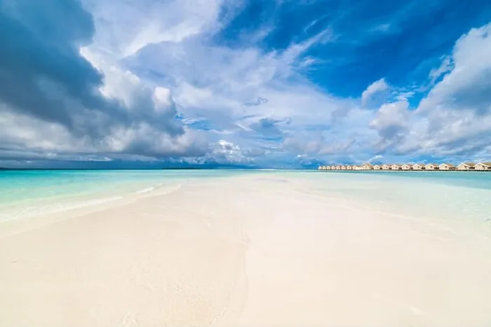 Framed Print : Summer landscape of perfect white sand beach and turquoise tropical ocean in Maldives with luxury water villas. Beach vacation and travel destination Framed Print : Summer landscape of perfect white sand beach and turquoise tropical ocean in Maldives with luxury water villas. Beach vacation and travel destination