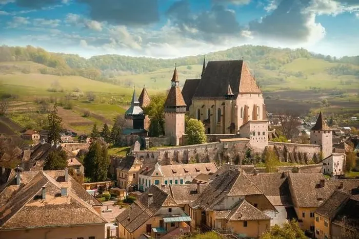 Framed Print : summer morning view of the cityscape of Biertan town Fortified Church, Transylvania, Romania, Europe Framed Print : summer morning view of the cityscape of Biertan town Fortified Church, Transylvania, Romania, Europe