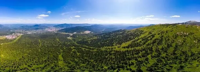 Framed Print : Summer Sheregesh Kemerovo region, Russia, panorama of Mount Zelenaya and Mustag. Aerial top view Framed Print : Summer Sheregesh Kemerovo region, Russia, panorama of Mount Zelenaya and Mustag. Aerial top view