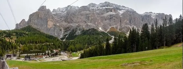 Framed Print : Summer ski resort. Dolomites in European Alps. Shot in summer with green grass and no snow