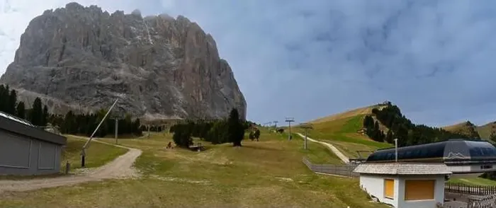 Framed Print : Summer ski resort. Dolomites in European Alps. Shot in summer with green grass and no snow Framed Print : Summer ski resort. Dolomites in European Alps. Shot in summer with green grass and no snow