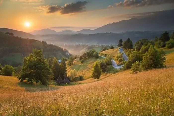 Framed Print : Summer sunrise in the Transylvanian village. Aerial foggy landscape in Transylvania, at sunrise Framed Print : Summer sunrise in the Transylvanian village. Aerial foggy landscape in Transylvania, at sunrise