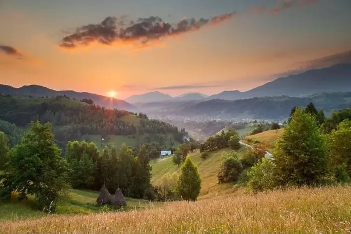 Framed Print : Summer sunrise in the Transylvanian village. Aerial foggy landscape in Transylvania, at sunrise Framed Print : Summer sunrise in the Transylvanian village. Aerial foggy landscape in Transylvania, at sunrise