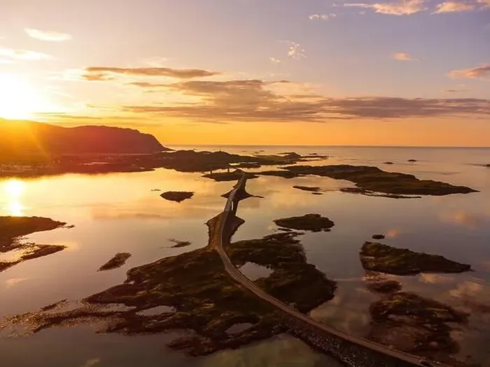 Framed Print : Summer sunset view of Lofoten, Norway scenery from above Framed Print : Summer sunset view of Lofoten, Norway scenery from above
