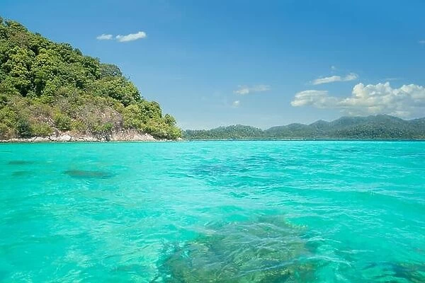 Summer, Travel, Vacation and Holiday concept - Idyllic Island Tranquil Bay in Phuket, Thailand