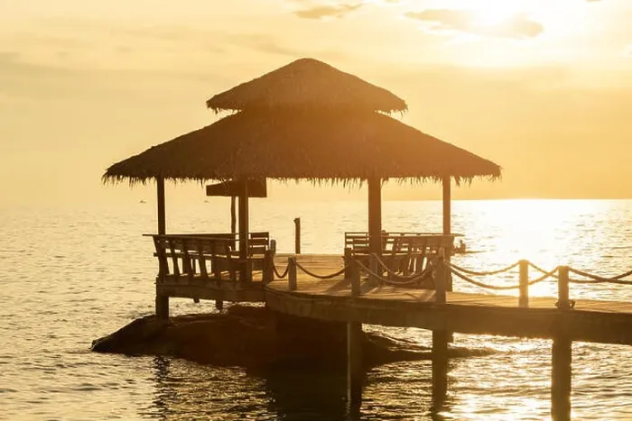Framed Print : Summer, Travel, Vacation and Holiday concept - Wooden pier between sunset in Phuket, Thailand Framed Print : Summer, Travel, Vacation and Holiday concept - Wooden pier between sunset in Phuket, Thailand