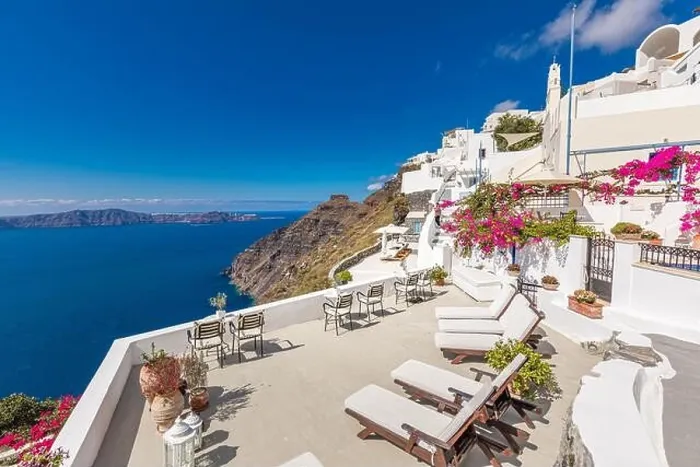 Framed Print : Summer vacation for travel destination flowers background. Wonderful scenery background, perfect holiday. Scenic view of traditional cycladic houses Framed Print : Summer vacation for travel destination flowers background. Wonderful scenery background, perfect holiday. Scenic view of traditional cycladic houses