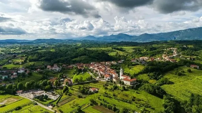 Framed Print : Summer in Vipava Valley: Drone View of Town and Vineyards Framed Print : Summer in Vipava Valley: Drone View of Town and Vineyards