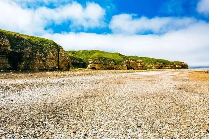 Framed Print : Sunny Cliffs and beach at Blackhall Rocks and Cromdon Dene Beach Framed Print : Sunny Cliffs and beach at Blackhall Rocks and Cromdon Dene Beach