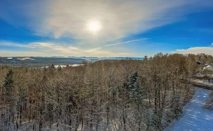 Framed Print : Sunny winter day in aerial view over the tree tops to the alp mountains in the winter background Framed Print : Sunny winter day in aerial view over the tree tops to the alp mountains in the winter background
