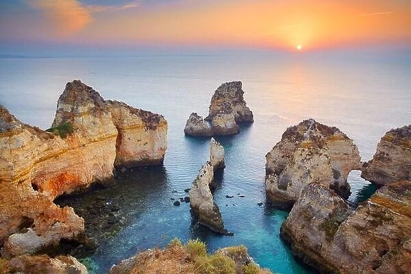 Sunrise at Algarve coast near Lagos, Portugal