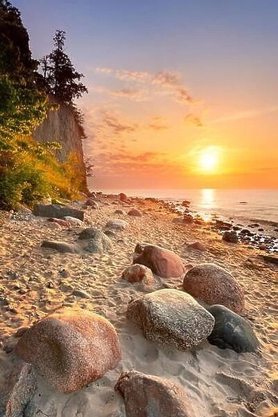 Sunrise at Baltic beach near the Gdynia, Pomerania, Poland