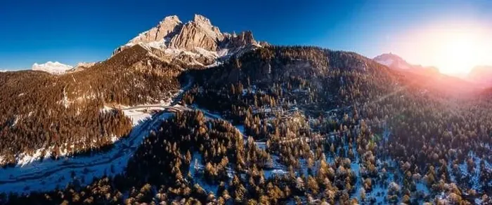Framed Print : Sunrise in Dolomites mountains South Tyrol, Italy. Aerial top view Framed Print : Sunrise in Dolomites mountains South Tyrol, Italy. Aerial top view