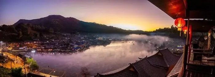 Framed Print : Sunrise with fog over Ban Rak thai, chinese village near a lake in Mae Hong Son, Thailand Framed Print : Sunrise with fog over Ban Rak thai, chinese village near a lake in Mae Hong Son, Thailand