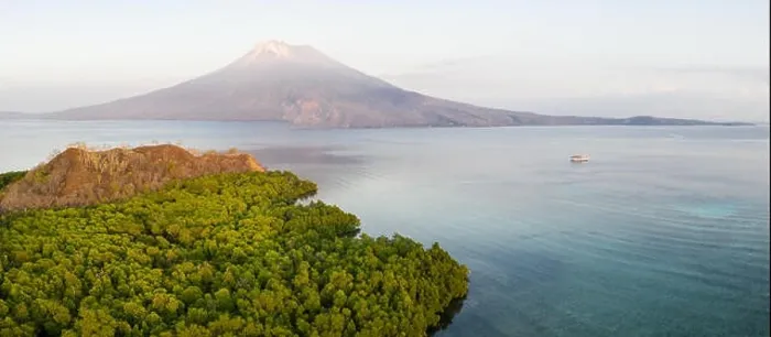 Framed Print : Sunrise illuminates the Iliape volcano found just east of Flores, Indonesia. This tropical area is part of the famous Ring of Fire Framed Print : Sunrise illuminates the Iliape volcano found just east of Flores, Indonesia. This tropical area is part of the famous Ring of Fire