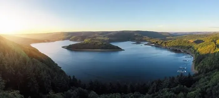 Framed Print : Sunrise at the Lake Rursee, Eifel Germany Framed Print : Sunrise at the Lake Rursee, Eifel Germany