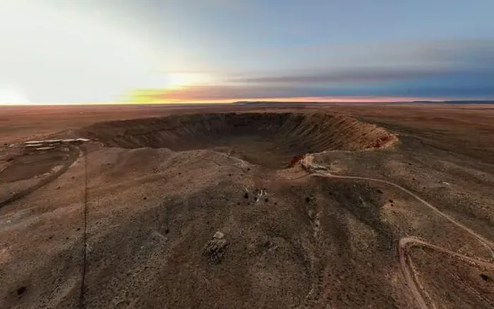 Framed Print : Sunrise at Meteor Crater Arizona by Drone Framed Print : Sunrise at Meteor Crater Arizona by Drone