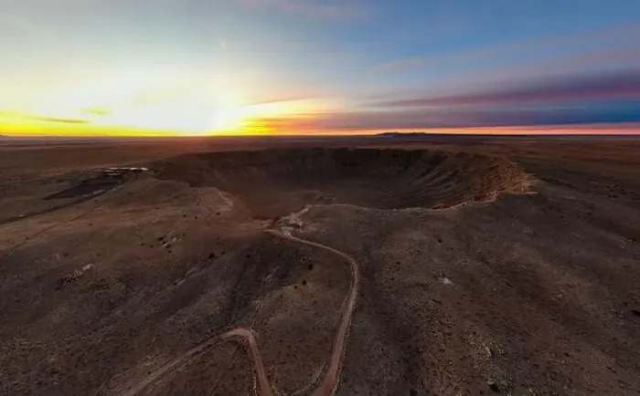 Framed Print : Sunrise at Meteor Crater Arizona by Drone Framed Print : Sunrise at Meteor Crater Arizona by Drone