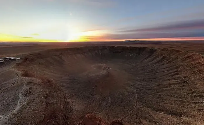 Framed Print : Sunrise at Meteor Crater Arizona by Drone Framed Print : Sunrise at Meteor Crater Arizona by Drone