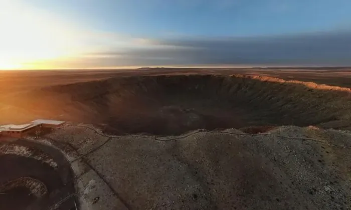 Framed Print : Sunrise at Meteor Crater Arizona by Drone Framed Print : Sunrise at Meteor Crater Arizona by Drone