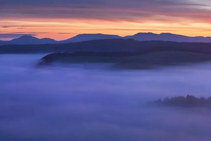 Framed Print : Sunrise Over Misty Landscape. Scenic View Of Foggy Morning Sky With Rising Sun Above Misty Forest Framed Print : Sunrise Over Misty Landscape. Scenic View Of Foggy Morning Sky With Rising Sun Above Misty Forest