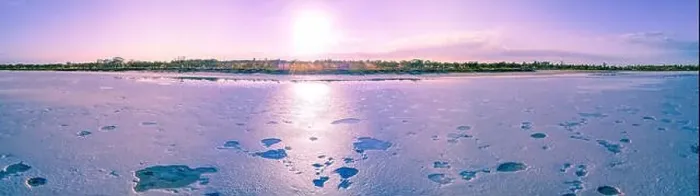 Framed Print : Sunrise over pink lake Crosbie in Australia - aerial panorama Framed Print : Sunrise over pink lake Crosbie in Australia - aerial panorama