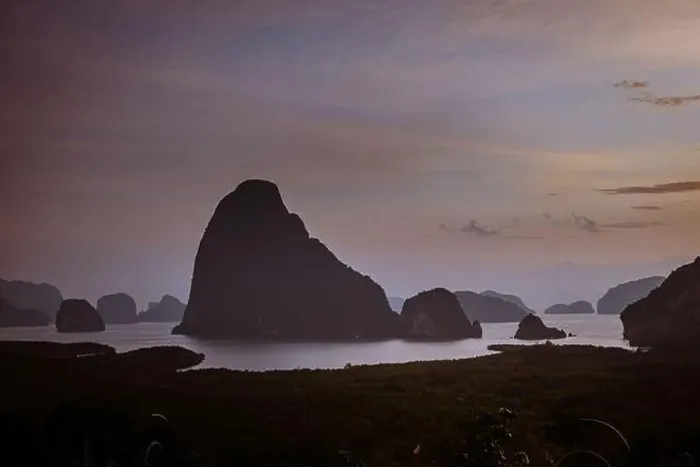 Framed Print : Sunrise Samet Nang She viewpoint Phangnga Bay Thailand, Drone view over the Bay Framed Print : Sunrise Samet Nang She viewpoint Phangnga Bay Thailand, Drone view over the Bay