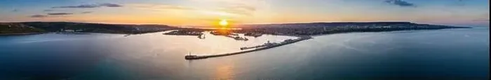 Framed Print : Sunset aerial of the port of Varna in Bulgaria Framed Print : Sunset aerial of the port of Varna in Bulgaria